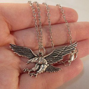 Mens Silver Eagle Pendant Necklace 19" Party Gift